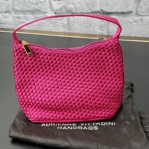 Adrienne Vittadini Hot Pink Canvas Knit Purse